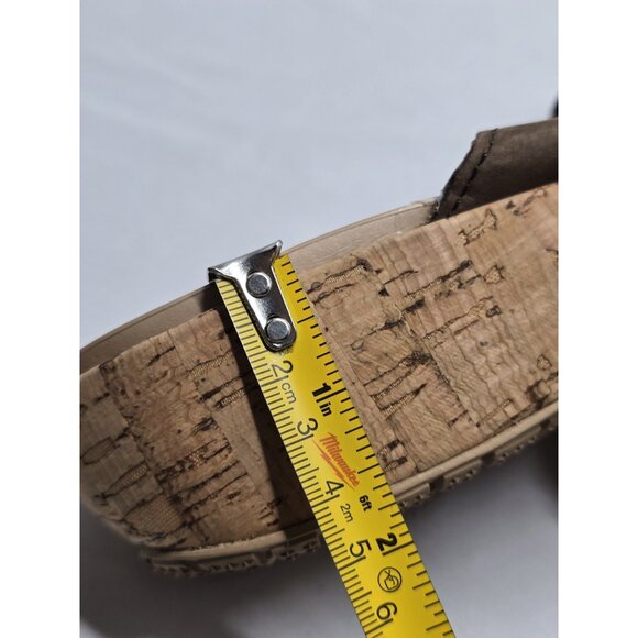Crocs Size 10 ALeigh Flower Leather Flip Flop Sandal Cork Platform Wedge Brown - Picture 8 of 11
